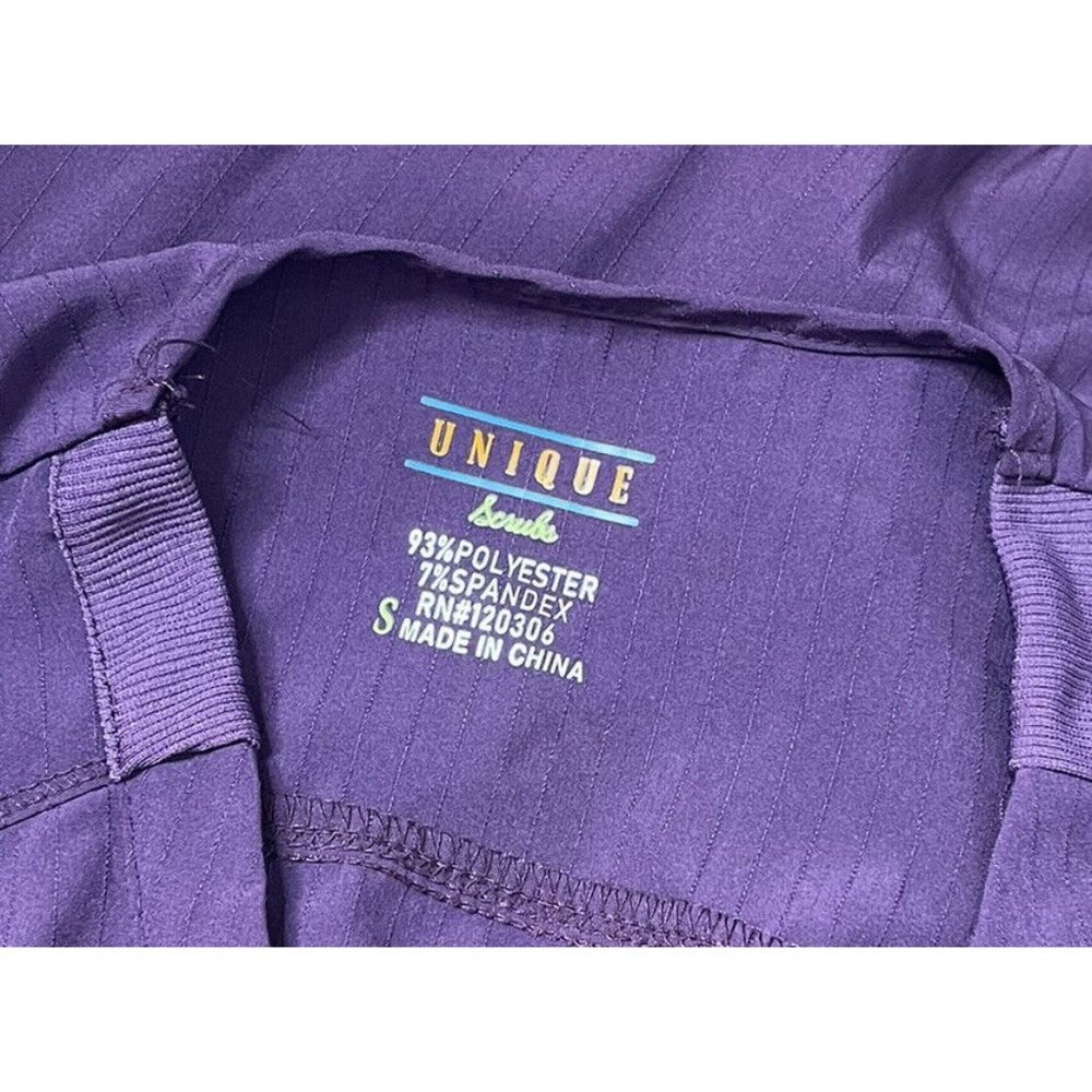 unique scrubs small womens purple full zip short sleeve scrub shirt top - Picture 4 of 4